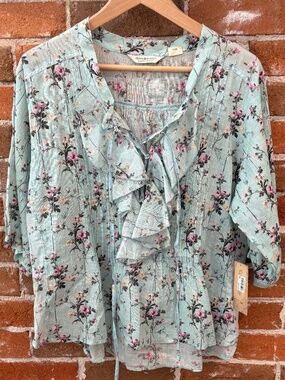 NWT Denim & Supply Ralph Lauren 3/4 Sleeve Floral Coquette Blouse Size S